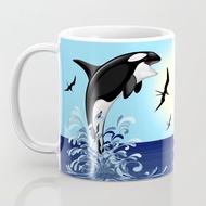 Orca Killer Whale jumping Motif Mug