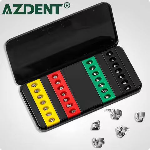 AZDENT Dental Self-Ligating Brackets Multiple Hooks Orthodontics Metal Bracket Brace Roth/MBT 0.022 