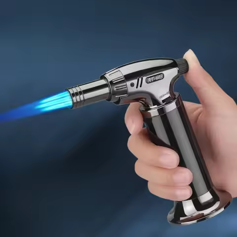 Butane Lighter Gas Big Firepower Jet Flame Lighter Three Fire Butane Gas Lighter Outdoor BBQ Kitchen