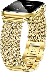 JR.DM Gold Silver Dressy Bracelet Band Women Compatible with Apple Watch 38/40/41/42/44/46/49mm Desi