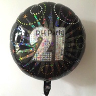 (SG seller) Twenty One / 21st / 21 Happy Birthday number 21 Shiny Black Foil Balloon-US Anagram