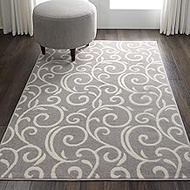 Nourison Grafix Floral Grey 3'9" x 5'9" Area -Rug, Easy -Cleaning, Non Shedding, Bed Room, Living Ro