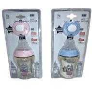 Tommee Tippee Closer To Nature PPSU Feeding Bottle 9oz/260ml Blue/Pink with 0-6m Soother Single Pack
