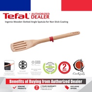 Tefal Ingenio Wooden Slotted Angle Spatula for Non Stick Coating Pans Heat Resistant Silicone K23033