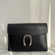 Gucci黑色酒神三層鍊包