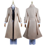 Anime Dazai Osamu Cosplay Costume Bungo Stray Dogs Cosplay Long Jacket Coat Dazai Osamu Wig Hallowee