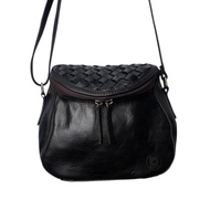 Bernie Leather - Premium Genuine Cowhide Bag Original - Sling Bag Wanita - Kala Black - Long-Lasting