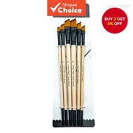 Lonely Finger Angular Paint Brush, 6-Piece Oblique Tip Nylon Hair Angled Paint Brush Set for Art Art
