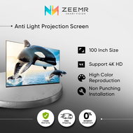 ZEEMR Projector Screen 100 inch 16:9 HD Foldable Portable Projection Movies Screen for Home Theater