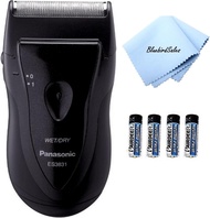Panasonic ES 3831 K Men's Electric Razor Bundle: Cordless Wet/Dry Shaver + 4AA Battery Pack + Bluebi