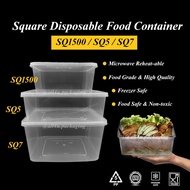 SQ1500 SQ5 SQ7 Square Disposable Plastic Food Container 1500ml 2000ml 3000ml Makanan Persegi 30set 5