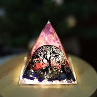 【畢業禮物】透明感生命之樹紫水晶智慧奧剛金字塔小夜燈Orgoni
