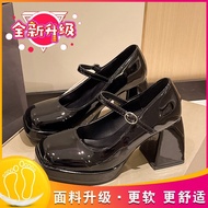 Mary Jane รองเท้าส้นสูงแบบหยาบสำหรับผู้หญิงรองเท้า2022แบบใหม่กันน้ำได้ดีจาก Fairy Wind JK โค้ชฝรั่งเ