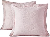 WINLIFE 100% Cotton Quilted Euro Sham Covers, 2 Pack Cotton 26'' x 26'' Pillow Covers, Soft and Brea