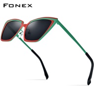 FONEX Titanium Sunglasses Women New in Trendy Fahion Brand Design Cateye Polarized Sun Glasses High-