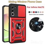 For InfinixHot70 Pro Armor Casing Push Pull Camera Lens Protection Shockproof Hard Phone Case For In