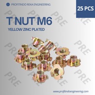 25 PCS T NUT M6 M6 NUT TEE/ M6 YELLOW CLAW NUT/