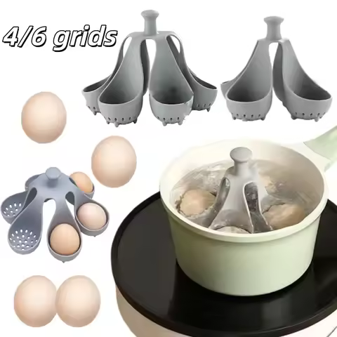4/6 Holds Silicone Egg Boiler Rack Freestanding Egg Boiler Household Steamed Egg Tray Cooker Kitchen