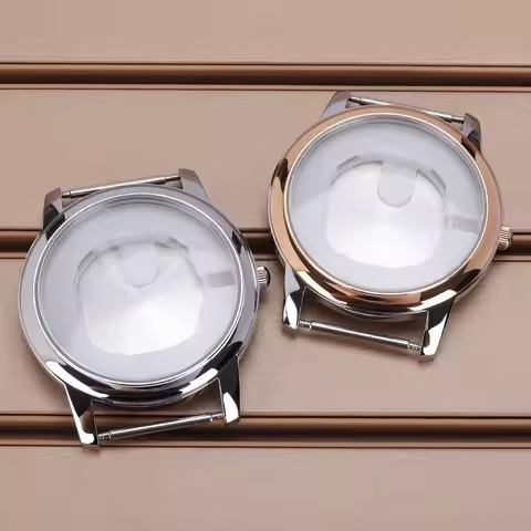 Silvery/Silver Gold 43.3mm Diver Polished Watch Case 316L Steel Parts For 1L45/GM10 Movements 36mm-3