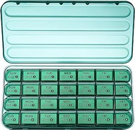 Zoksi Monthly Pill Organizer 28 Day 1 Time a Day, Large 4 Weeks Pill Box Organizer, One Month Pill Case, Travel Medicine Organizer Monthly, Portable Pill Container for Vitamins and Meds(Olive)