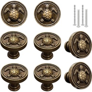 Tombol Kabinet Penyu Loyang(Set 8), Laci Nautika Menarik Tombol Almari Bulat Vintaj Kabinet Tema Hai