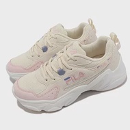 Fila 休閒鞋 Hidden Tape 6 女鞋 米白 粉 皮革 老爹鞋 復古 斐樂 5J329X115 23cm IVORY/SOFT PINK