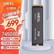 GEIL金邦 2TB SSD固态硬盘 M.2接口(PCIe 4.0 x4)NVMe SSD游戏高性能版高速7450MB/S P4S系列