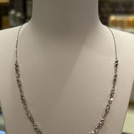 [18K Gold] Authentic 18K White Gold Diamond-Cut Bead Station Necklace 3YM01030