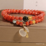 High-End Natural Chalcedony Women's White Bracelet Lucky Exquisite Light Luxury Bracelet Double Circ