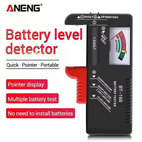 Battery Tester With Color Coded Indicator ANENG BT168 AA, AAA, C, D, 9V, 1.5V Button Batteries Unive