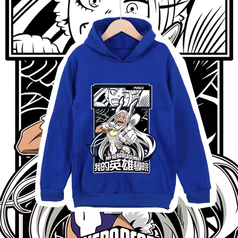 Kids Anime Mha Mirko Print Cotton Hoodie Sweatshirt for Boys Girls 100-160cm Casual Childrens Pullov