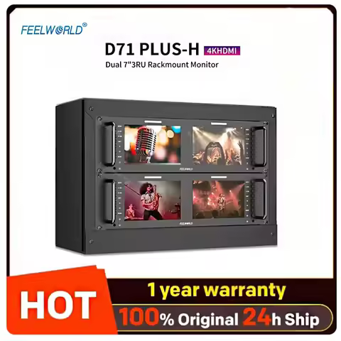 FEELWORLD D71 Plus -H Dual 7 Inch 3RU IPS 1920x1200 Broadcast LCD Rack Mount Monitor with HDMI, AV I