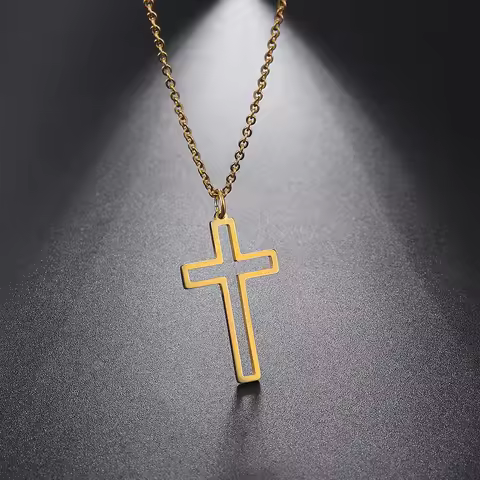 Amaxer Stainless Steel Necklace For Women Lover's Gold Color Silver Color Chain Cross Necklace Small