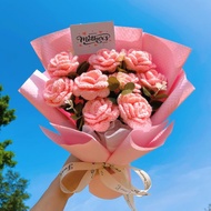 母親節限定  9朵手作粉玫瑰花束