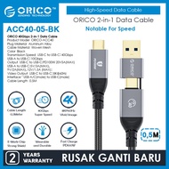 CODE B ORICO 2in1 Data Cable Type C to C USB 40Gbps 8K 60Hz 0.5M - ACC40-05