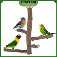 กรงนกของเล่นรูปนกร้าน ZZEWEA พร้อมขาตั้งของเล่นนกแก้วขอนนกไม้ของเล่นรูปนกขอนนกธรรมชาติ