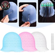 ZELTHMY Hair Coloring Highlighting Cap, Reusable With Hook Hair Coloring Hat,  Silicone Hair Dying F