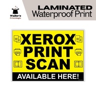 Xerox Print Scan Laminate Available Here Signage | A4 Laminated Waterproof Signage