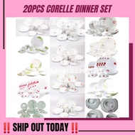 🔥ORIGINAL 20PCS CORELLE DINNER SET NEW DESIGN / SET PINGGAN CAWAN KACA CORELLE TERBARU TEA SET