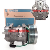 Compressor Compressor AC Compressor For Heavy Equipment Excavator Excavator CAT 4840 Model SD7H15 - 24V 24volt - Brand: SANDEN (New/Baru)