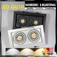 Double Eyeball Casing C/W Led GU10 Lamp Holder Led Bulb Spotlight Recessed Downlight Nordic Lighting Double Head Rectangle Downlight Eyeball Ceiling Light (EB)