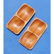 KAYU Wooden Plate/Square Serving Plate 2-piece Mahogany 8x16cm