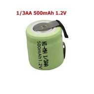 500mah 1.2V 1/3AA Ni-mh Rechargeable Battery with Welding Tabs for Solar Light 14*16mm Batteries