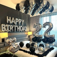 1061pcs Black & Silver Birthday Party Decoration Balloons, 1000pcs Fake Flower Petals, Chrome Silver