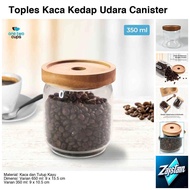 Airtight Glass Jar Canister Coffee Storage Wood Lid 350ml - SL01