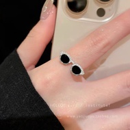 Funky Sunglasses Shape Open Ring for Women, Cool Zircon Sunglasses Statement Index Finger Ring [BEIS
