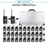Retekess T130S Tour Guide System Wireless Lavalier Microphone System with 32-slot Charging Case for Churches Lectures Training