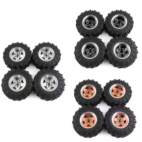 A7THK-4Pcs 98Mm Metal 1.9Inch Beadlock Wheel Rim Rubber Tire Set For 1/10 RC Crawler Car TRX4 D90 Ax