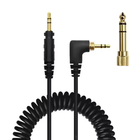 Headphone Spring Coiled Cable 3.5mm with 6.35mm Adapter For EAH-DJ1200 86HC