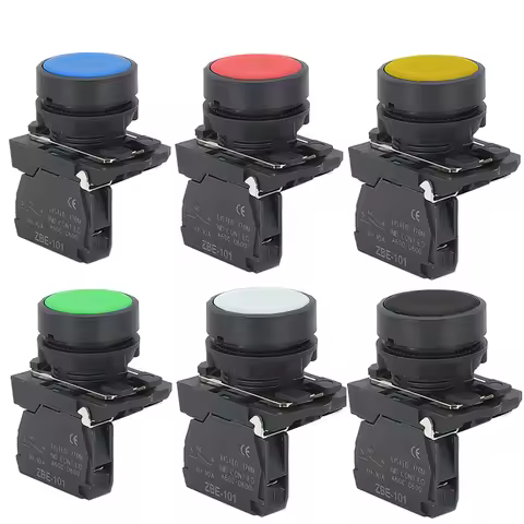 1Pcs XB5 AA31 Plastic Restart Power Start Stop Momentary Push Button Switch Normally Open NO NC Red 